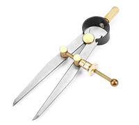 Jeanoko Herramienta de Brújula de Cuero, Divisor Giratorio Resistente para Costura de Artesanía en Cuero, Marcado Mecánico, Acero Al Carbono, 100 Mm, Oro Plateado