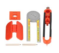 Jeanoko Juego de Herramientas de Trazado de Carpintería Versátil, 6 uds., con Nivel de Burbuja para Cortes Precisos y Trazado de Contorno Irregular, Naranja/gris