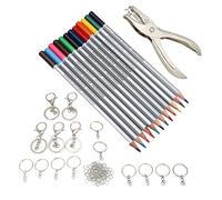 Jeanoko Juego de Llaveros para Manualidades, Herramientas Completas de Bricolaje para Niños y Adultos Creativos, Kit de 12 Lápices de Colores y Accesorios