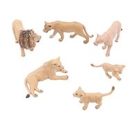 Jeanoko Juego de Modelos de Leones, Mini Estatua de Animales Salvajes, 6 Piezas de Figuras de la Familia de Leones con Detalles Pintados Realistas para Proyectos Escolares,