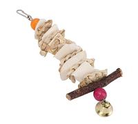 Jeanoko Juguetes de Hueso de Sepia para Loros, Juguetes Naturales para Masticar con Campana para Pájaros, Material Seguro y No Tóxico, 1 Paquete (20CM)