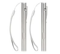 Jeanoko Mini Linterna Tipo Bolígrafo de Acero Inoxidable, Linterna Recargable con Clamp/Holder de Bolsillo para Viajes de Acampada, Paquete de 2 Unidades