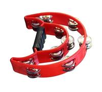 Jeanoko Pandereta de Mano, Instrumento de Percusión de Gran Tamaño para Niños, Educación Musical, Plástico Ligero, 20cm de Altura (Roja)
