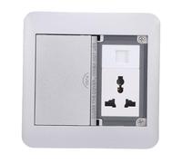 Jeanoko Regleta de Alimentación con Puerto de Red, Toma de Corriente de 3 Clavijas para Escritorio, Caja de Enchufe de Doble Puerta para Oficina en Casa, Aleación de Aluminio Plateada