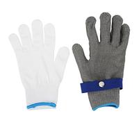 Jeanoko Resistentes a Cortes de Nivel 5 con Protección Anticorte para Procesamiento de Vidrio - Acero Inoxidable, Talla L, 1 par