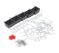 Jeanoko Surtido de Ganchos para Tablero Perforado, Kit Organizador de Almacenamiento Resistente con Cerraduras para Contenedores para Banco de Trabajo de Garaje, 114 Uds.