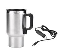 Jeanoko Taza Calefactora Eléctrica de Viaje de Acero Inoxidable para Coche, Taza de 450ml y 12V, Indicador de Sello Antiderrames para Acampar