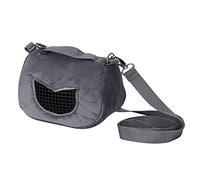 Jeanoko Transportador para Hámster Bolsa Transportadora para Mascotas de Franela Gris con Ventana de Rejilla Transpirable 3 Tamaños Correa de Mano o para el Hombro para Conejillo de Indias (Tamaño