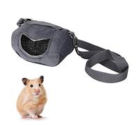 Jeanoko Transportador para Hámster Bolsa Transportadora para Mascotas de Franela Gris con Ventana de Rejilla Transpirable 3 Tamaños Correa de Mano o para el Hombro para Conejillo de Indias (Tamaño