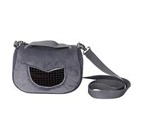 Jeanoko Transportador para Hámster Bolsa Transportadora para Mascotas de Franela Gris con Ventana de Rejilla Transpirable 3 Tamaños Correa de Mano o para el Hombro para Conejillo de Indias (L)