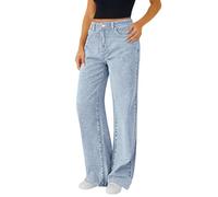 Jeans acampanados de cintura alta para mujer, elásticos, Y2K, rectos, de pierna ancha, elásticos, holgados, cómodos, con bolsillos, holgados, estilo palazzo, pantalones de mezclilla para novio, ropa