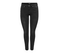 Jeans Ajustados de Mujer de Cintura Normal en Denim elástico diseño Desgastado aclarado ONLWAUW, Color:Negro, Talla:XL / 32L