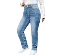 Jeans Ajustados de Tiro Medio para Mujer, Pierna Recta, Corte Slim fit y versátiles, Varios tamaños, Azul Claro, Talla XX Large