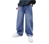 Jeans baggy pantalones para niño con cintura elástica, pantalones cargo en denim para niños, casual, hip hop, streetwear Y2K, tallas 1 a 14 años, C-azul claro, 7-8 Años