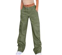 Jeans cargo para mujer, pantalones de mezclilla holgados para mujer, ropa de calle Y2K, pantalones deportivos elásticos en la cintura trasera con múltiples bolsillos, ajuste relajado, tiro medio