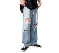 Jeans clásicos de ajuste relajado para hombre, pierna recta, vintage, suaves, cómodos, con bolsillos, de algodón, casuales, para uso diario, D-azul, 3XL