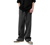 Jeans clásicos de mezclilla para hombre, ajuste relajado, pierna recta, lavados, suaves, elásticos, con bolsillos para uso al aire libre, Negro-f, 3XL