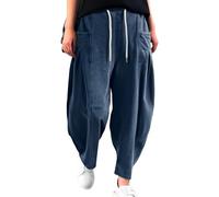 Jeans Damen Wide Leg Jeanshose 80er Jahre Straight Fit Stretch Weites Bein Streetwear Flared Freizeit Baggy Klassisch Denim Loose Boyfriend, azul oscuro, L