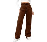 Jeans de mezclilla para mujer, verano, otoño, corte alto, acampanados, pierna ancha, pantalones de mezclilla para mujer 2025, Z-136 Marrón, M