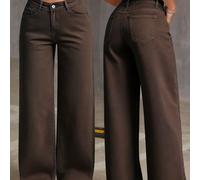 Jeans de mujer de corte y pierna ancha, , 2026, con sólido, diseño largo con bolsillos, ideales para outfits versátiles y básicos, cómodos para uso casual y para el trabajo, viajes y .