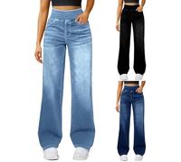 Jeans de pierna ancha para mujer, cintura alta, control de abdomen, pierna recta, holgados, pantalones de mezclilla de pierna ancha, pantalones de mezclilla elásticos acampanados, pantalones de
