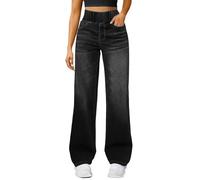 Jeans de pierna ancha para mujer, cintura alta, control de abdomen, pierna recta, holgados, pantalones de mezclilla de pierna ancha, pantalones de mezclilla elásticos acampanados, pantalones de