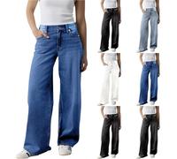 Jeans de pierna ancha para mujer, de cintura alta, elásticos, holgados, con bolsillos, de pierna recta, holgados, casuales, acampanados, a, XL