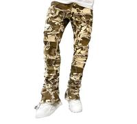 Jeans de pierna recta para hombre, corte entallado, rasgados, casuales, desgastados, elásticos, vintage, lisos, Y2K, cónicos, con bolsillos y dobladillo deshilachado, pantalones de trabajo clásicos y