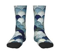 Jeans Denim Patchwork Style Ocean Waves Patrón Bebé Niños Crew Calcetines Cozy Athletic Calcetines Niño Niño Antideslizante Zapatilla Calcetín de compresión