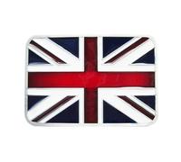 JEAN'S FRIEND Hebilla de cinturón esmaltada de estilo vintage con la bandera del Reino Unido, Plata antigua, Large