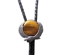 JEAN'S FRIEND Vintage Fly Eagle W Nature Tiger Eye Stone Bolo Tie Collar de cuero