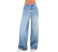 Jeans holgados de cintura alta para mujer, estilo Y2K, Harajuku E-Girl, ropa de calle, vintage, estilo casual, holgados, pierna recta, B Azul, S