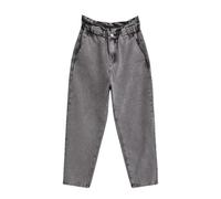 Jeans holgados para mujer, cintura alta, elásticos, lisos, holgados, pantalones anchos, gris, M