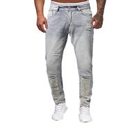 Jeans Hombre Patchwork Destroyed Stretch Jeans Skinny Ripped Slim Fit Straight Pantalones Casual Casual Con Cremallera Cool Negro Moda Jeans, 03 azul claro., L