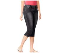 Jeans Mujer Cintura Alta Slim Fit | Pantalones Rasgados con Bolsillos 7/8 Pantalones Vaqueros Anchos Mujer Pantalones Clásicos Pantalones Chic Curva Pantacourt Versátil Tejido Rodilla Retro Jegging