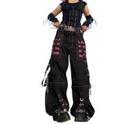 Jeans Mujer - Vaqueros para Mujer con Detalles de Estilo y Bloques de Color Diseño Holgado Malla Parches Decorativos