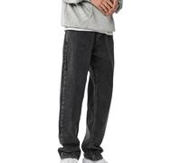 Jeans para hombre, pantalones de mezclilla básicos clásicos y grandes para el trabajo, pierna recta, pantalones de mezclilla cómodos con bolsillos, gris, 3XL