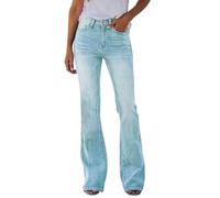 Jeans para mujer, de tiro medio, largo y largo con corte de bota para mujer, pantalones de mezclilla rasgados de corte entallado, pantalones de mezclilla con levantamiento de glúteos, con bolsillos