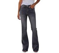 Jeans para mujer, de tiro medio, largo y largo con corte de bota para mujer, pantalones de mezclilla rasgados de corte entallado, pantalones de mezclilla con levantamiento de glúteos, con bolsillos