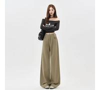 Jeans para Pantalones Nuevospantalones Vaqueros Caqui Mujer, Estilo Harajuku, Clásico Coreano Y2K, Cintura Alta, Sueltos, De Pierna Ancha Y Rectos, Talla XXL, Caqui.