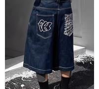 Jeans Streetwear de Color Sólido, Estilo Hip-Hop, Pierna Ancha y Holgada, Shorts Oversized de la Costa Americana para Verano