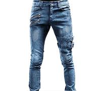 Jeans Y2K Slim Fit Stretch Freizeithose Herrenhose zerrissene Röhrenjeans Distressed Destroyed Regular Straight Leg Fashion Comfort Flex Waist Jeanshose Lässige Mode Skinny Denim Hose, azul, 3XL