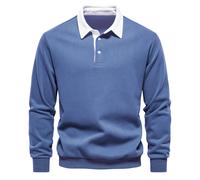 (JeansBlue, EUR L 80-90kg) Men's Clothing 2025 New Autumn Classic Design Polo Neck Sweatshirts for Men Casual and Social Wear Quality Cotton