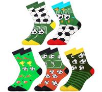 Jeasona 5 Pares Calcetines Divertidos Niños Fútbol 35-38 Regalo Niña 8-12 Años Calcetines Futbol Niño Verde Regalos de Futbol Originales Chico Chica Cumpleaños Navidad Hijo/Hija/Nieto/Nieta/Sobrino