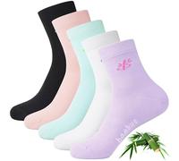Jeasona 5 pares de calcetines de bambú para mujer 39-42 calcetines coloridos calcetines mujer calcetines largos mujer calcetines de bambú calcetines coloridos mujer anti sudor calcetines sin costura
