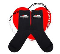 Jeasona Calcetines con texto en inglés "I Love My Girlfriend", tallas 9-11, regalos de San Valentín y cumpleaños para hombres