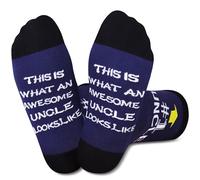 Jeasona Calcetines para tío, talla 9-11, regalos para tío de sobrina y sobrino, regalos para cumpleaños, regalos para Navidad, regalos divertidos para tíos, Blue-uncle, 9-11