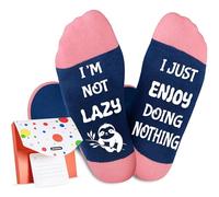 Jeasona Regalos divertidos para mujeres, regalos de cumpleaños de perezoso para ella, calcetines divertidos para mujer, 6-9 años, broma, secretos de Papá Noel, calcetines divertidos para adultos