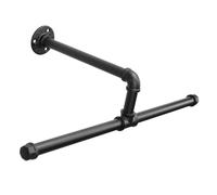 Jeasor Perchero de tubería industrial flotante montado en la pared, barra de ropa vintage rústica resistente, barra de ropa de metal, ahorra espacio, para dormitorio, baño y lavandería (negro)