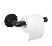 Jeasor Portarrollos de papel higiénico de tubo industrial, resistente, de hierro rústico vintage, estilo granja, soporte de papel de pared con accesorios para baño, cocina, dormitorio (1, negro)